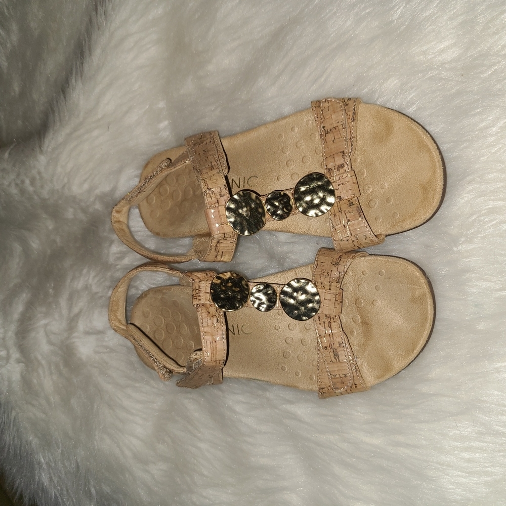 Vionic Size 7 Velcro  Gold Color Jeweled Design